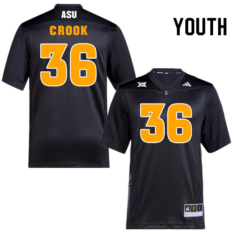 Youth #36 Jordan Crook Arizona State Sun Devils College Football Jerseys Stitched-Black